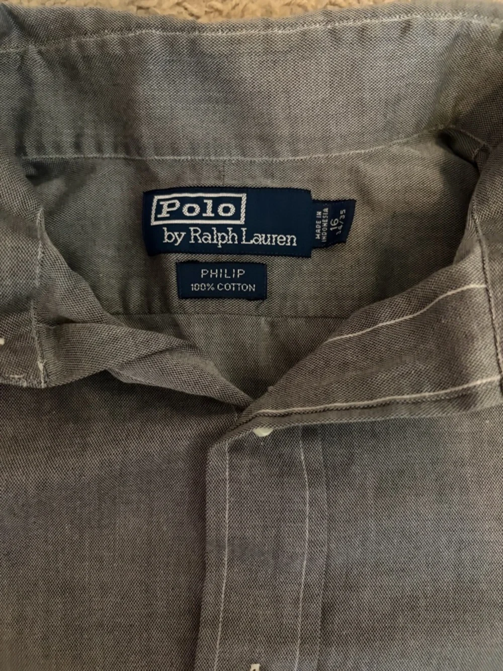 Polo Ralph Lauren Philip Dress Shirt Neck 16 34/35 Gray Pattern Button Up